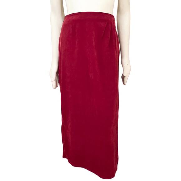 VTG 90s KAREN SCOTT Stretchy Lined Maxi Wrap Skirt in Red SZ L - Picture 2 of 10